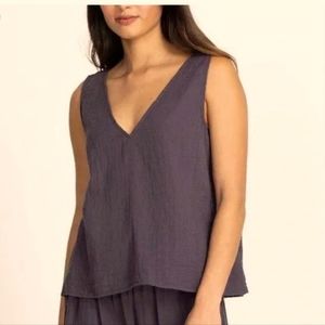 NWT Johnny Was Calme Gray Drape Cotton Tank Top‎ $109
